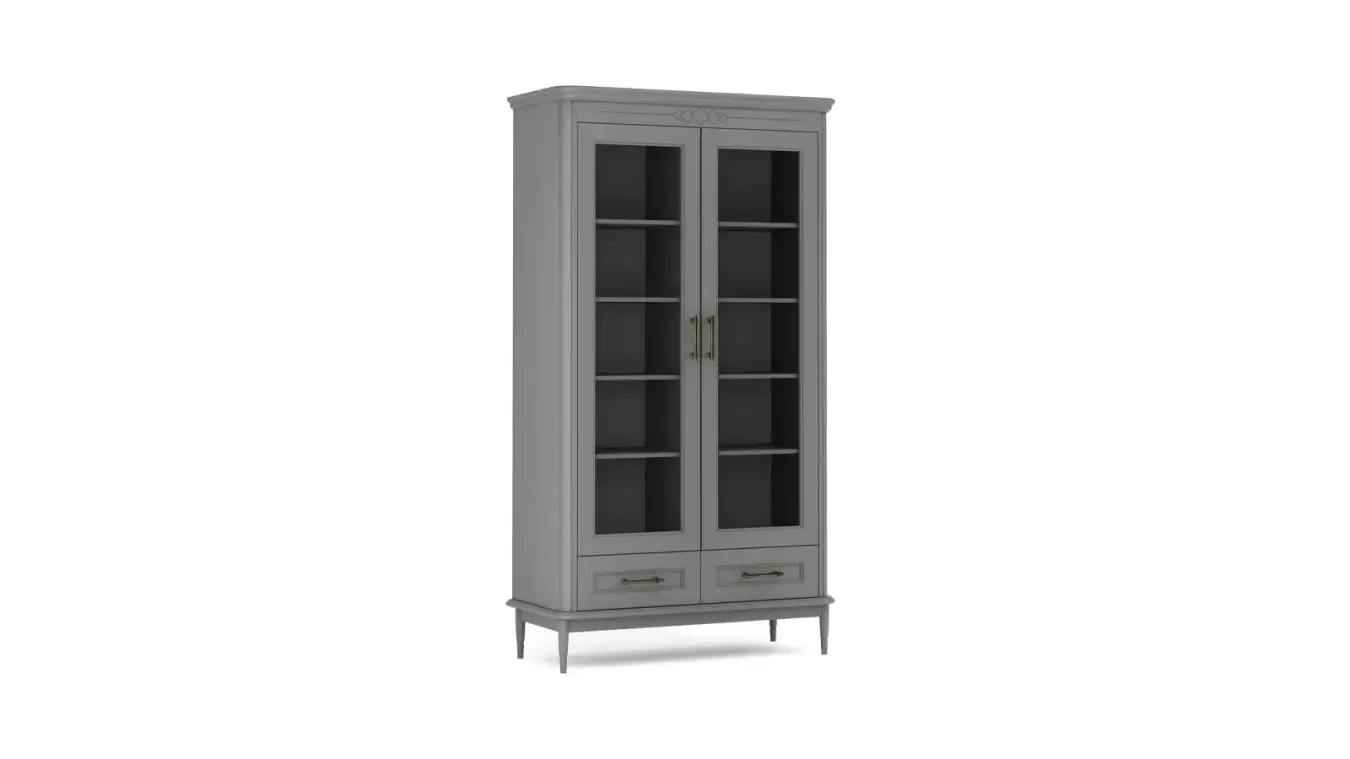 Шкаф витрина 2 двери + 2 ящика Morro, цвет Серый фото - 1 - большое изображение