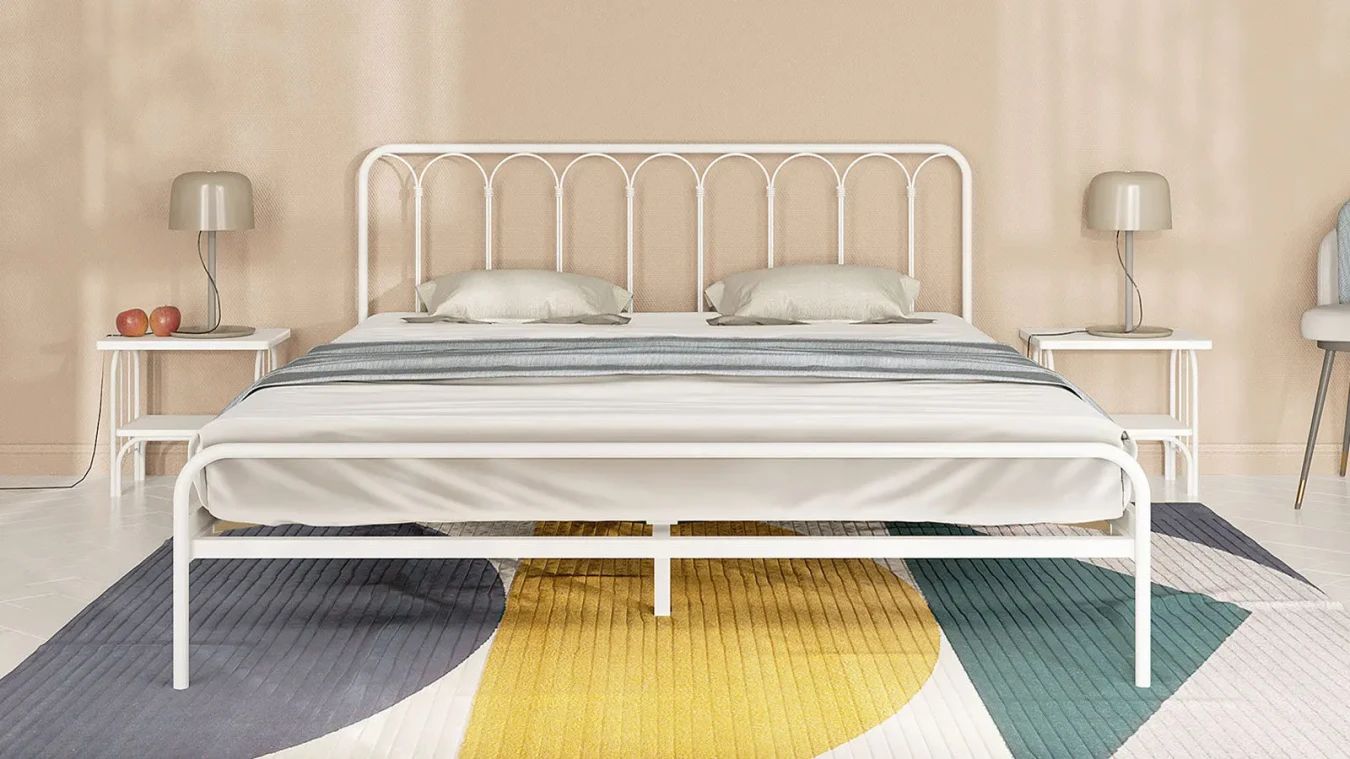 Металлическая кровать Corsa, цвет белый шагрень в спальню Askona фотография товара - 4 - большое изображение