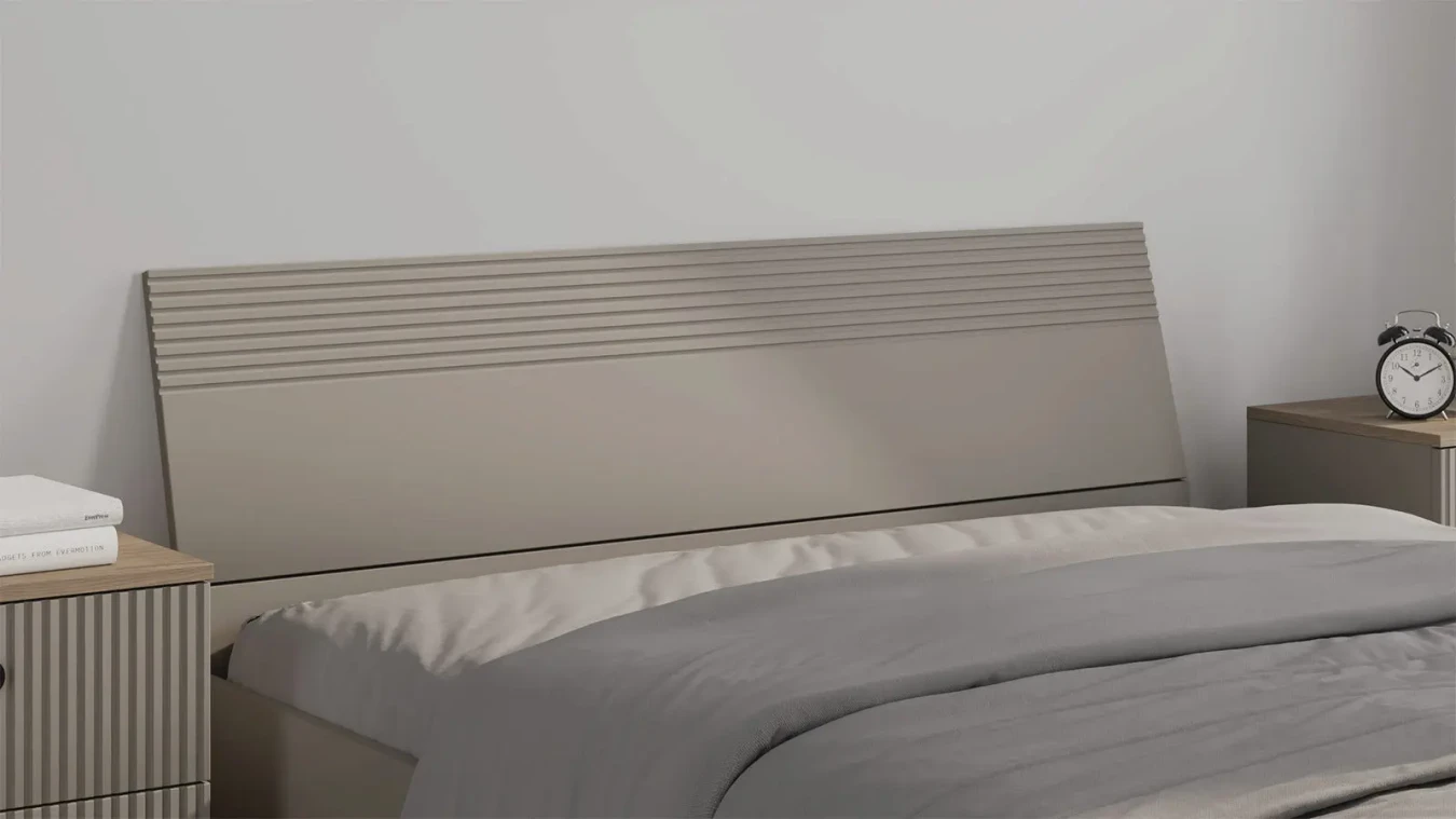 Мягкая кровать Zima, цвет Глиняный серый с полукруглым изголовьем - 4 - большое изображение
