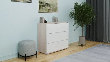 

Комод Essey, 3 ящика, цвет Ясень шимо+Белый блеск