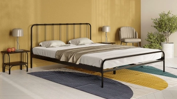 Металлическая кровать Antica, цвет черный шагрень в спальню Askona фотография товара - 0