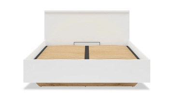 Мягкая кровать Issa, цвет Белый+Дуб минерва с полукруглым изголовьем - 4
