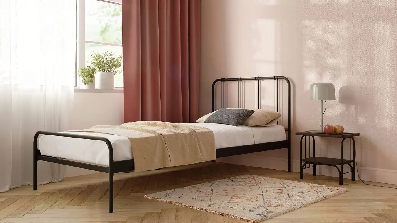Металлическая кровать Antica, цвет черный шагрень в спальню Askona фотография товара - 7 - большое изображение