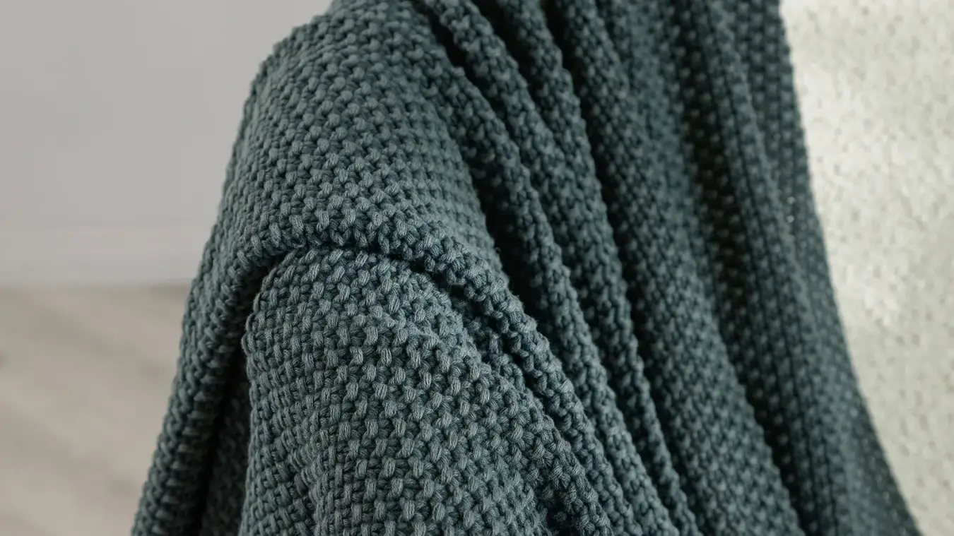 Плед Moss Knit, цвет зеленый Askona фото - 4 - большое изображение