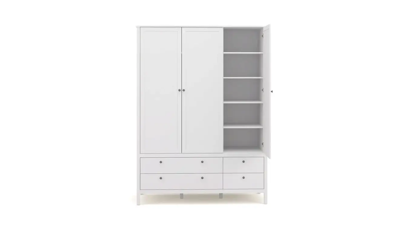 Шкаф трехдверный с ящиками Kasli, цвет Белый фото - 8 - большое изображение