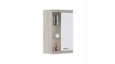 Шкаф навесной со стеклом Linn, цвет Ясень шимо+Белый фото - 3 - превью