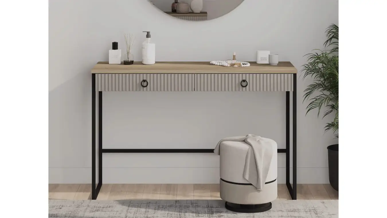 Туалетный столик Zima, цвет Дуб сильверджек ореховый + Глиняный серый фото - 2 - большое изображение