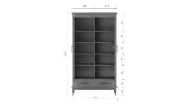 Шкаф витрина 2 двери + 2 ящика Morro, цвет Серый фото - 4 - превью