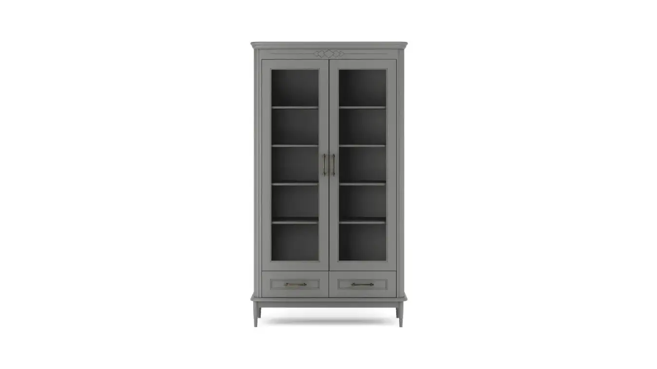 Шкаф витрина 2 двери + 2 ящика Morro, цвет Серый фото - 2 - большое изображение