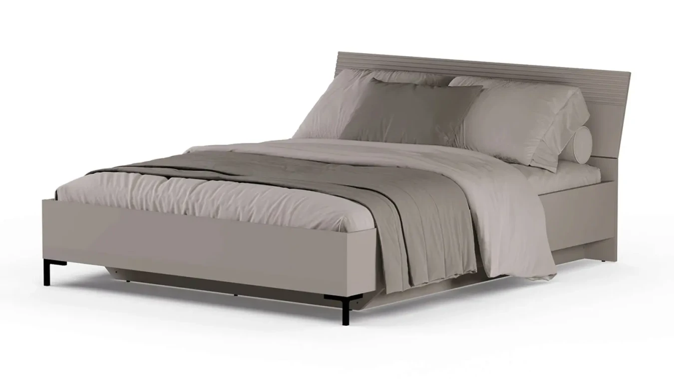Мягкая кровать Zima, цвет Глиняный серый с полукруглым изголовьем - 6 - большое изображение