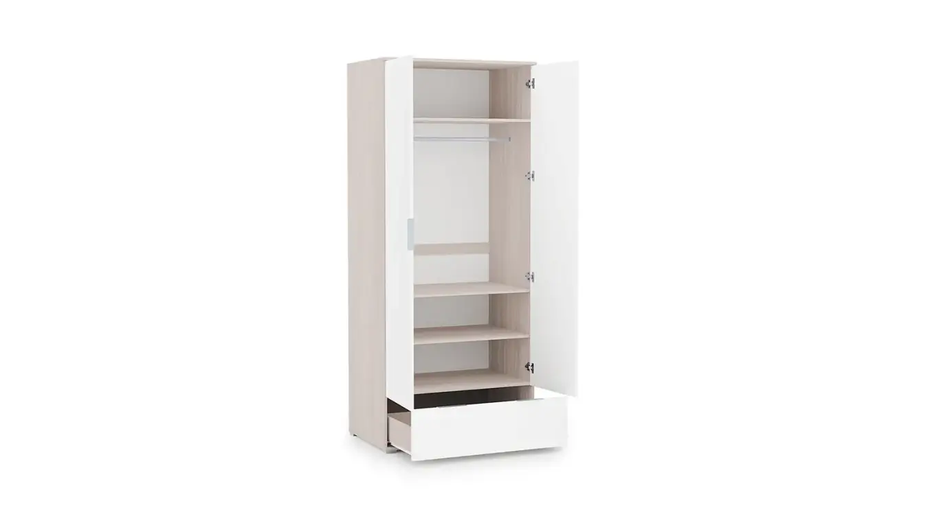Шкаф для одежды с ящиком Essey, цвет Ясень шимо+Белый блеск фото - 7 - большое изображение