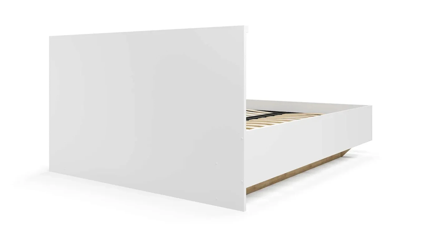 Мягкая кровать Issa, цвет Белый+Дуб минерва с полукруглым изголовьем - 8 - большое изображение