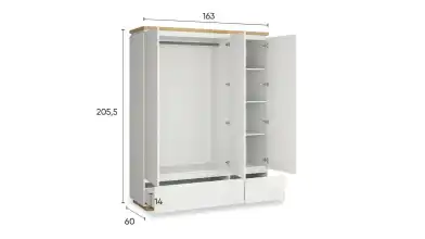 Шкаф трехдверный Issa, цвет Белый+Дуб минерва фото - 12 - превью