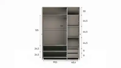 Шкаф трехдверный Zima, цвет Дуб сильверджек ореховый + Глиняный серый фото - 11 - превью