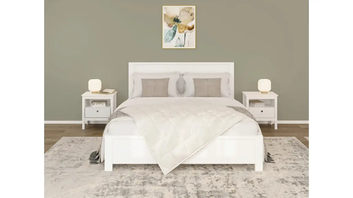 Мягкая кровать Kasli, цвет Белый с полукруглым изголовьем - 1 - большое изображение