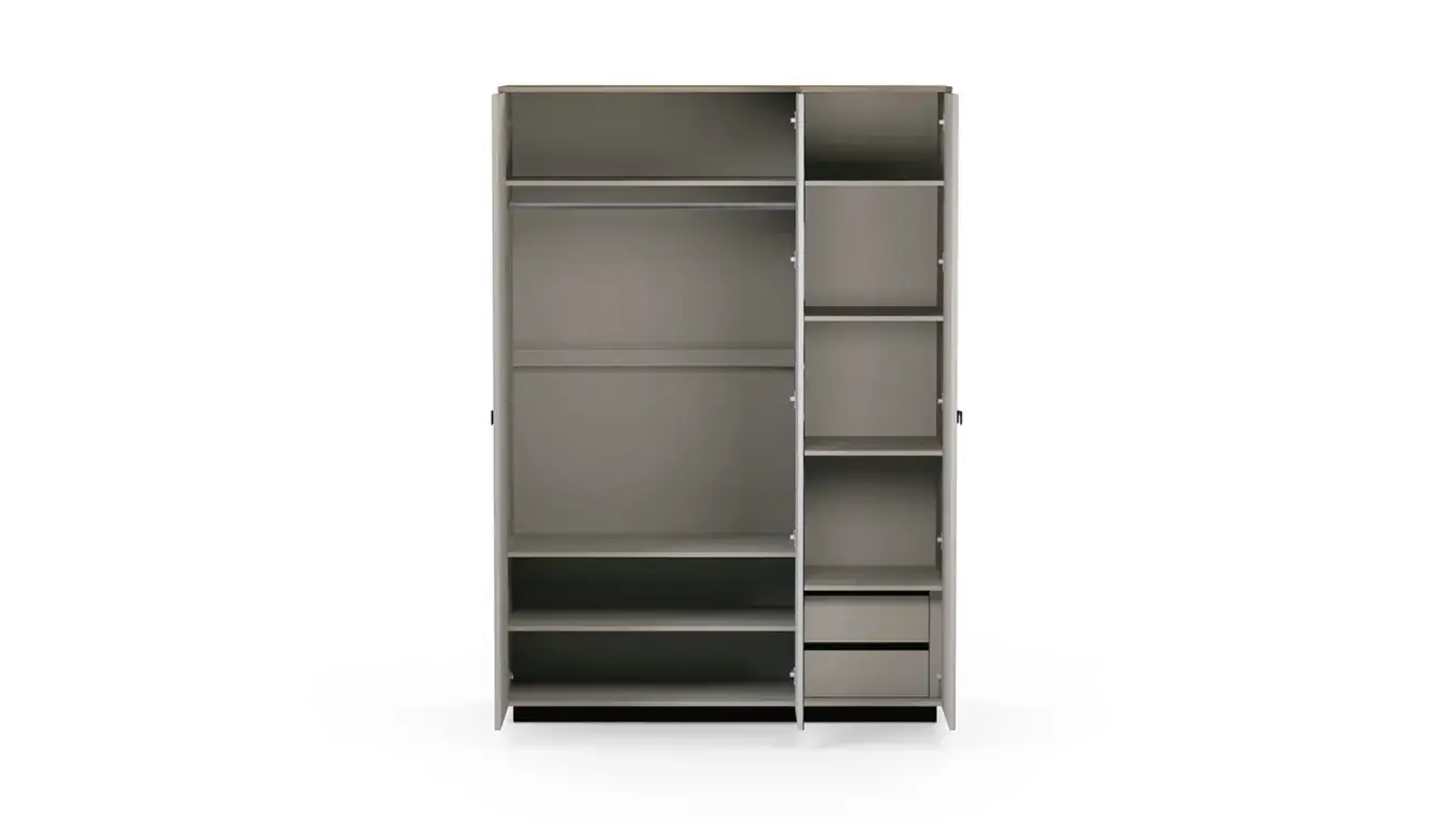Шкаф трехдверный Zima, цвет Дуб сильверджек ореховый + Глиняный серый фото - 7 - большое изображение