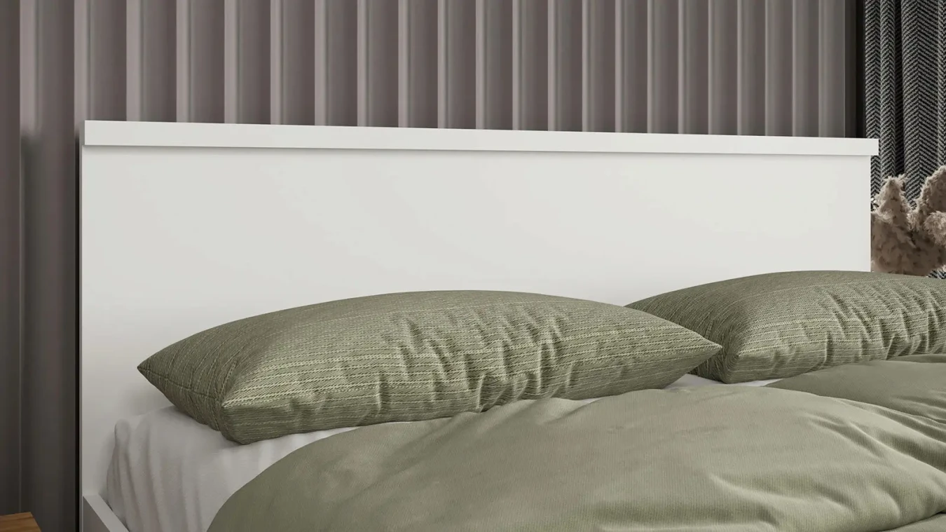 Мягкая кровать Issa, цвет Белый+Дуб минерва с полукруглым изголовьем - 4 - большое изображение