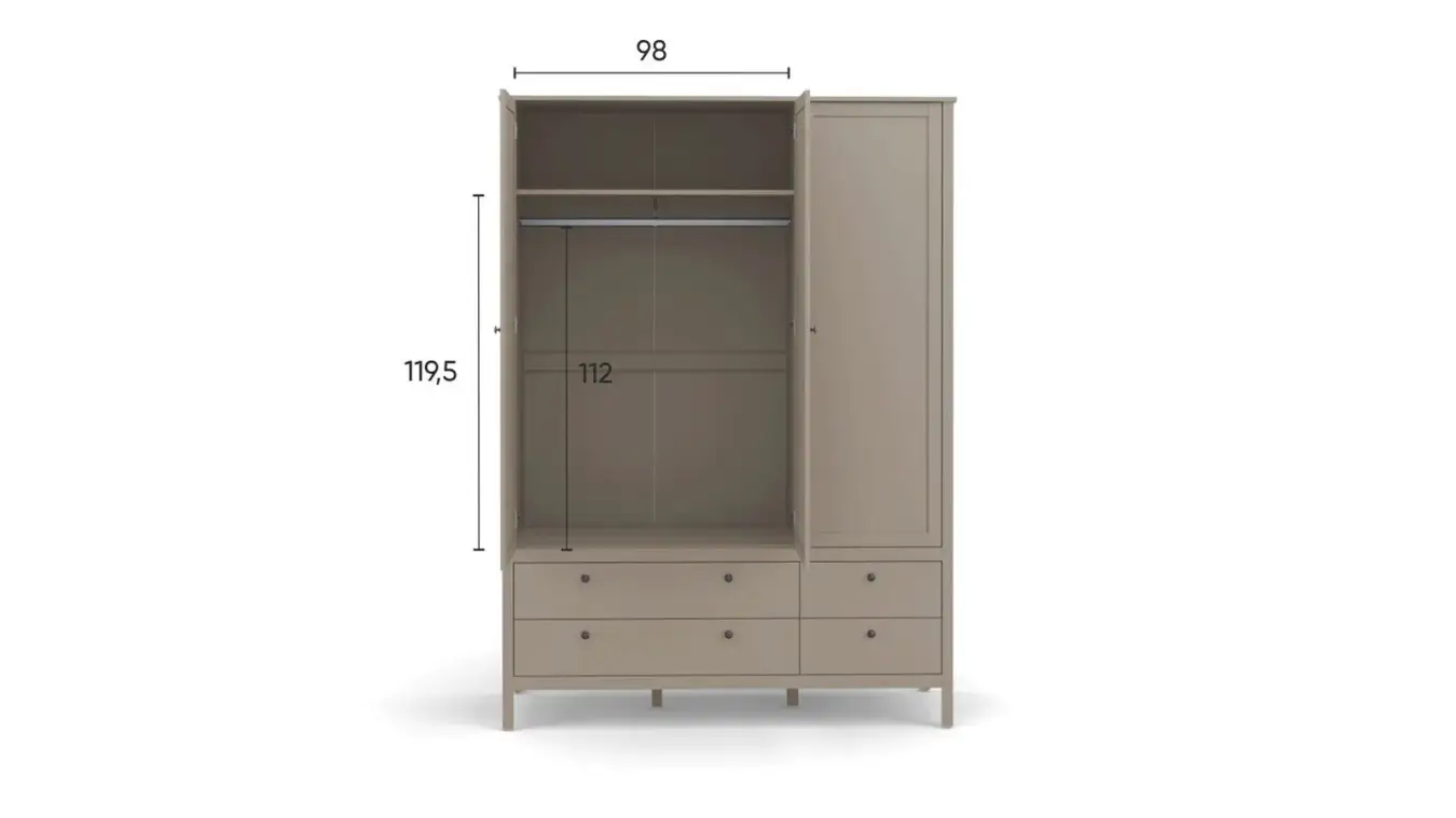 Шкаф трехдверный с ящиками Kasli, цвет Капучино фото - 13 - большое изображение