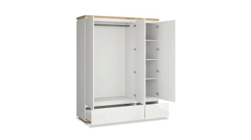 Шкаф трехдверный Issa, цвет Белый+Дуб минерва фото - 3
