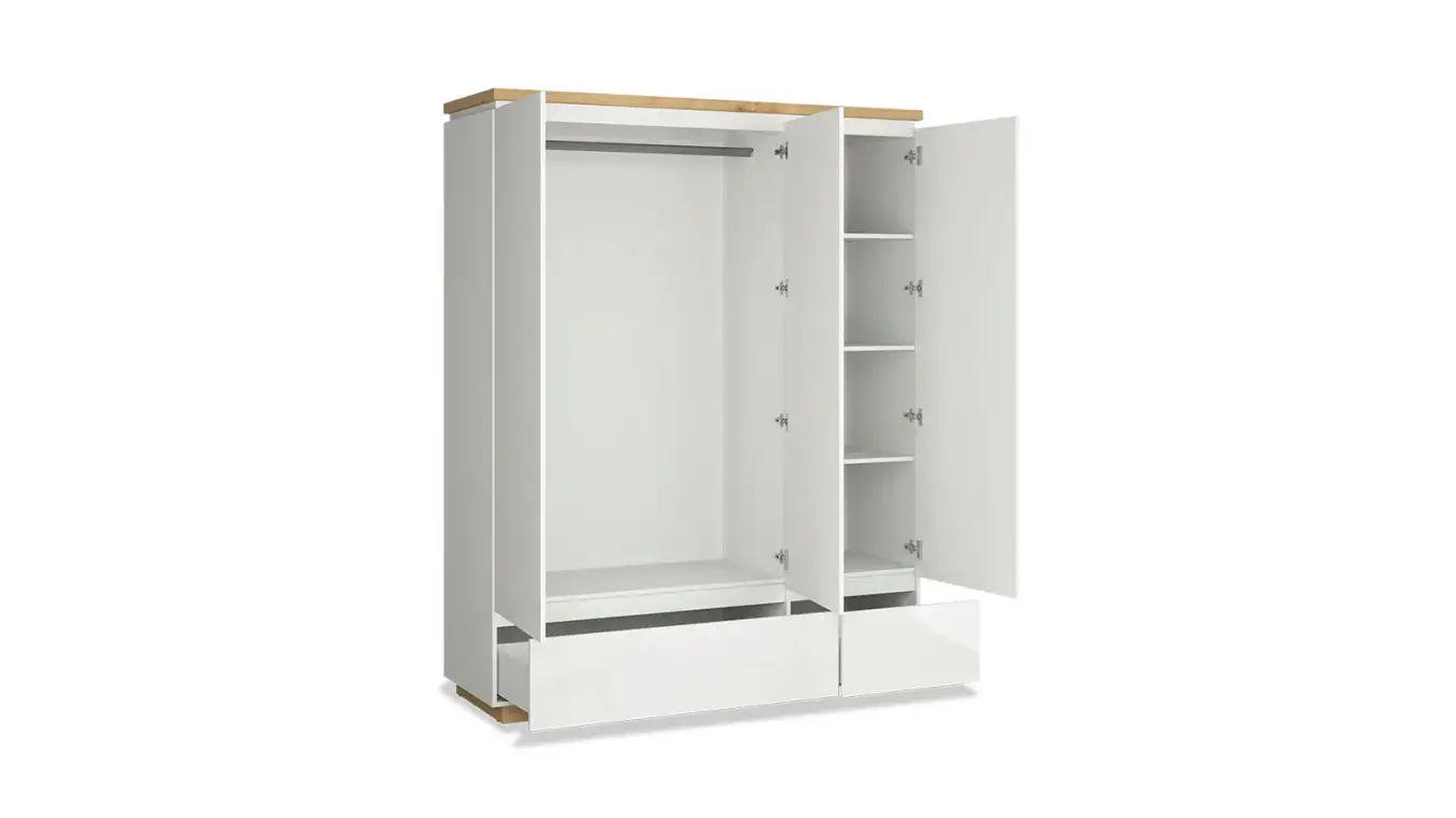 Шкаф трехдверный Issa, цвет Белый+Дуб минерва фото - 6 - большое изображение