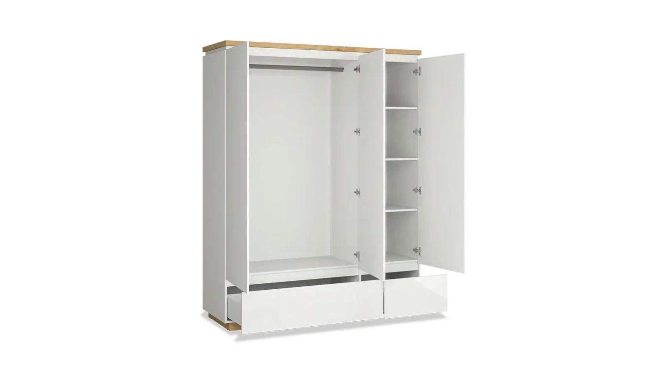 Шкаф трехдверный Issa, цвет Белый+Дуб минерва фото - 4 - большое изображение