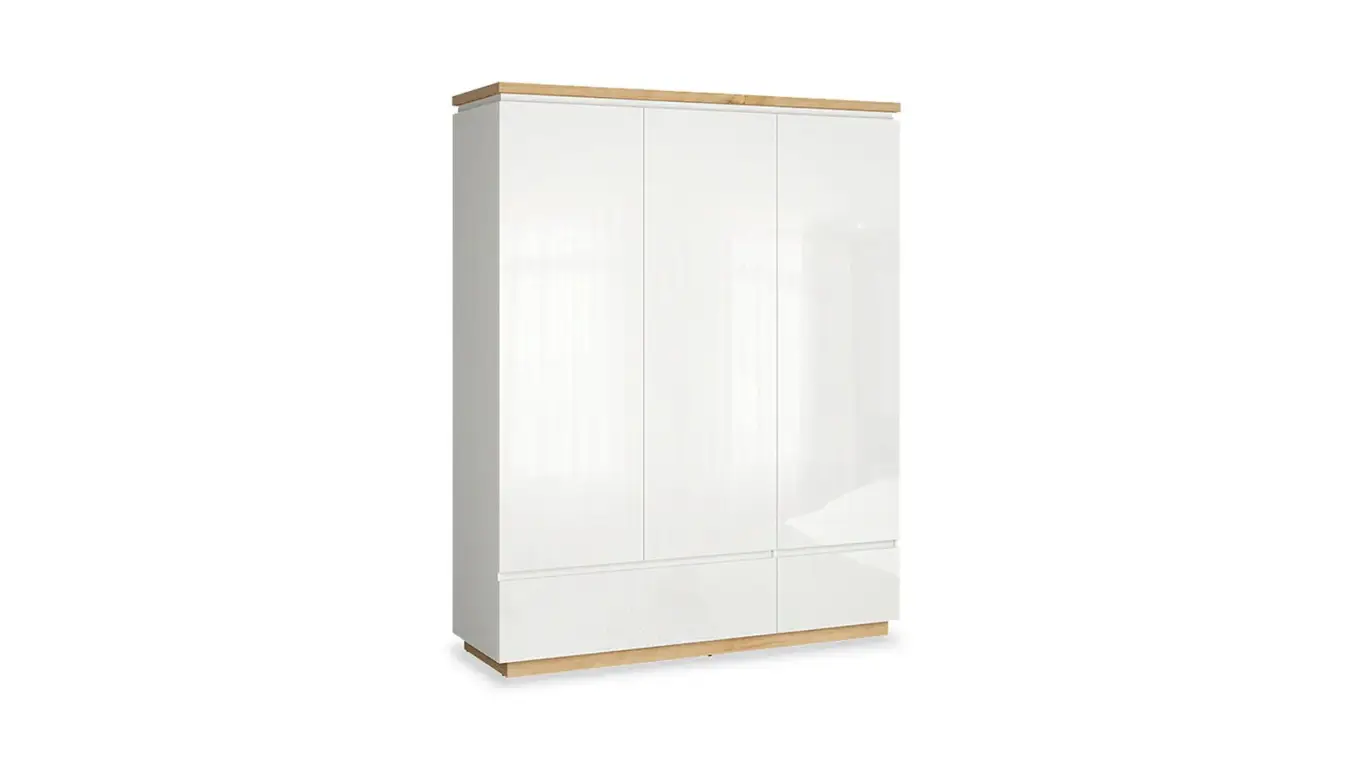 Шкаф трехдверный Issa, цвет Белый+Дуб минерва фото - 5 - большое изображение
