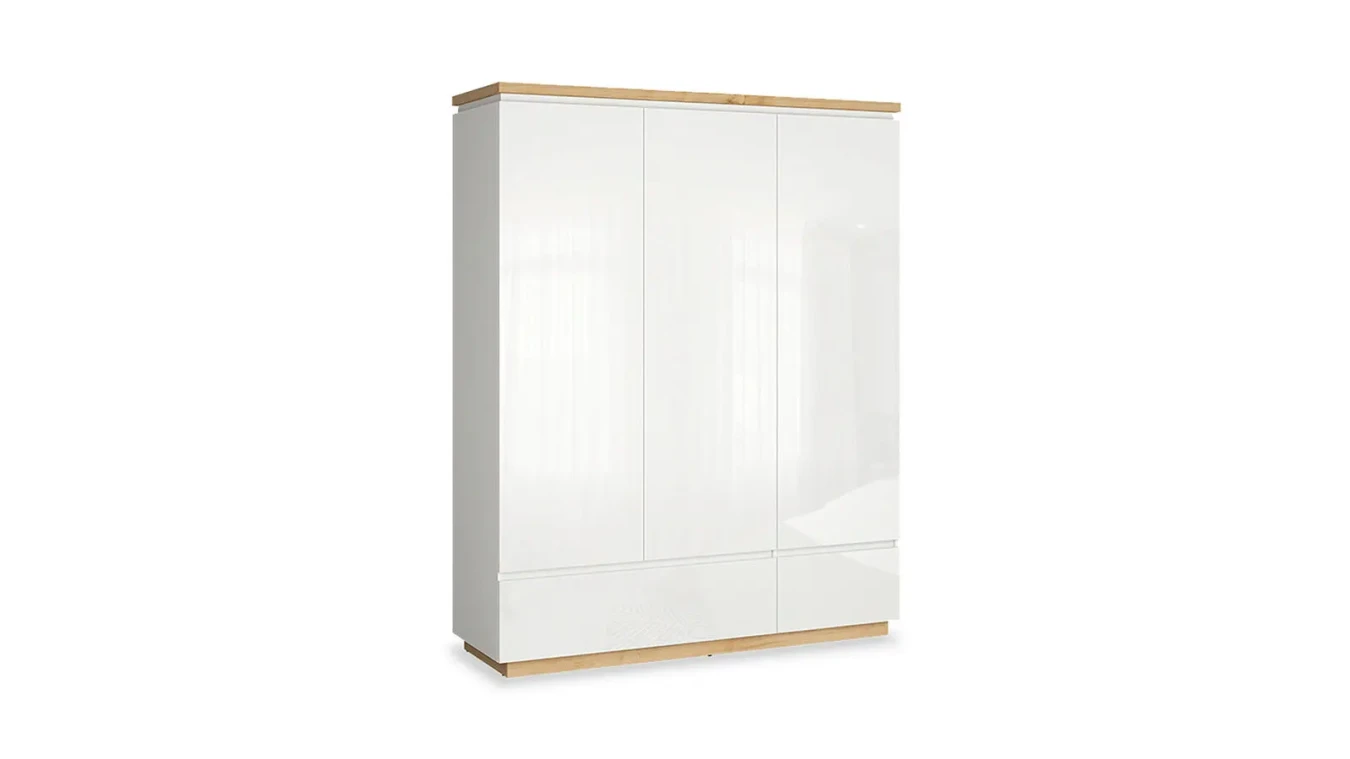 Шкаф трехдверный Issa, цвет Белый+Дуб минерва фото - 3 - большое изображение
