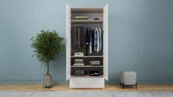Шкаф для одежды с ящиком Essey, цвет Ясень шимо+Белый блеск фото - 1