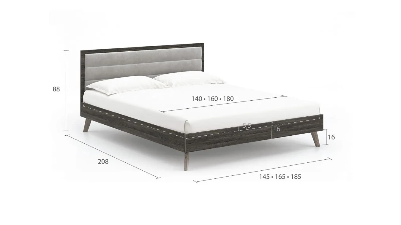 Кровать Tilda Soft, цвет Венге Мали из лдсп в современном стиле Askona фотография товара - 5 - большое изображение