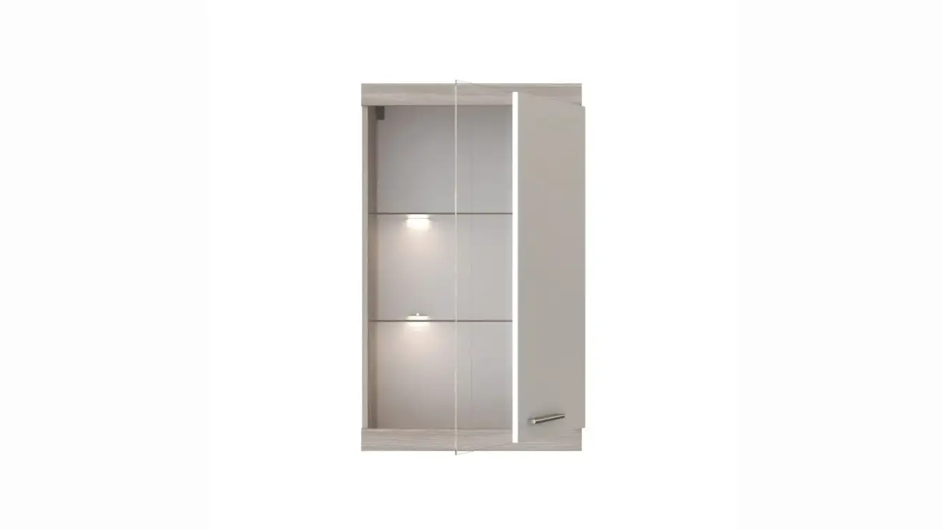 Шкаф навесной со стеклом Linn, цвет Ясень шимо+Белый фото - 5 - большое изображение
