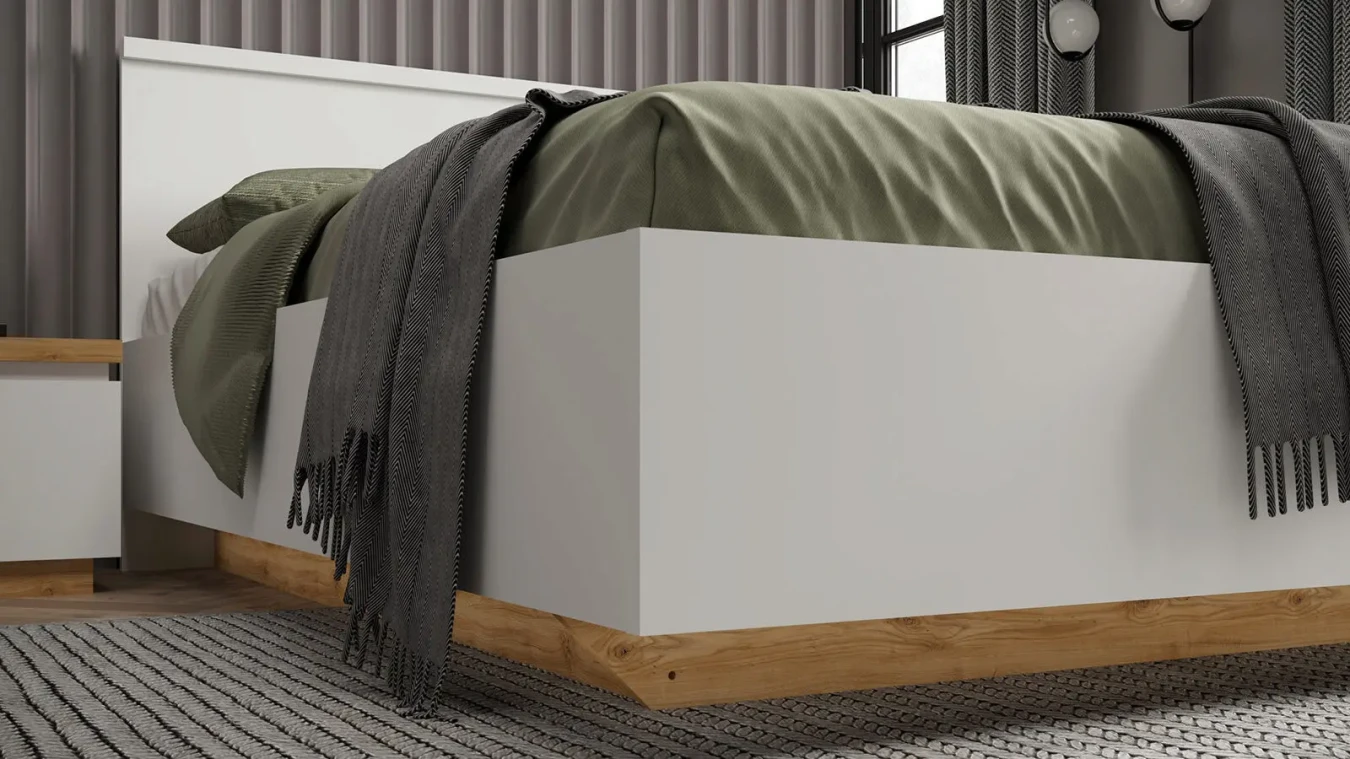 Мягкая кровать Issa, цвет Белый+Дуб минерва с полукруглым изголовьем - 3 - большое изображение