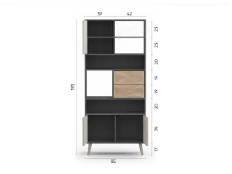 Стеллаж трехдверный с ящиками Walm, цвет: Черный Графит + Дуб Сонома фото - 4 - превью