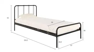 Металлическая кровать Antica, цвет черный шагрень в спальню Askona фотография товара - 12 - превью