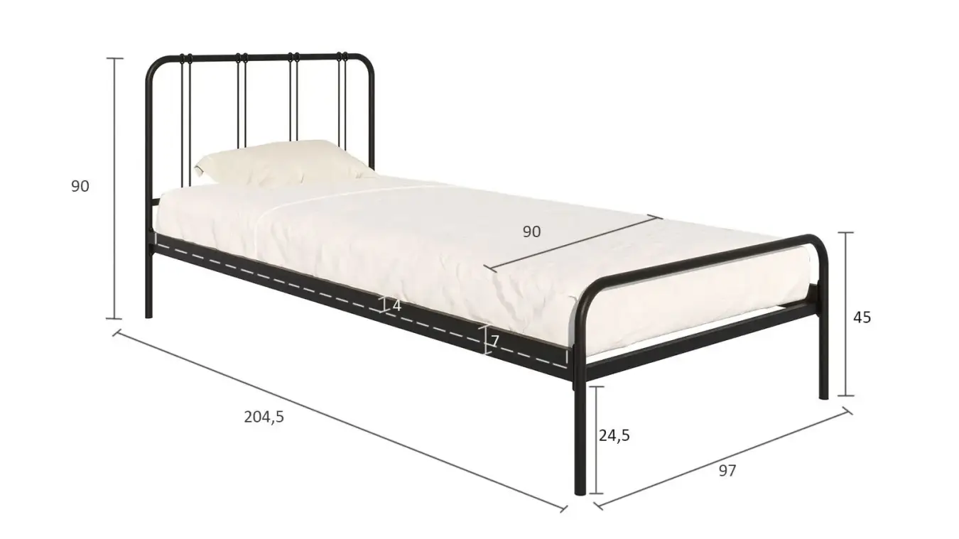 Металлическая кровать Antica, цвет черный шагрень в спальню Askona фотография товара - 12 - большое изображение