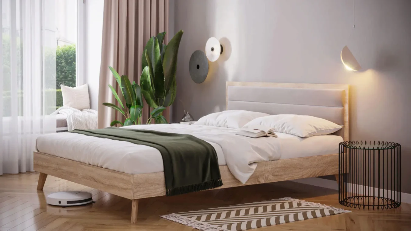 Кровать Tilda Soft, цвет Дуб Бардолино натуральный из лдсп в современном стиле Askona фотография товара - 1 - большое изображение