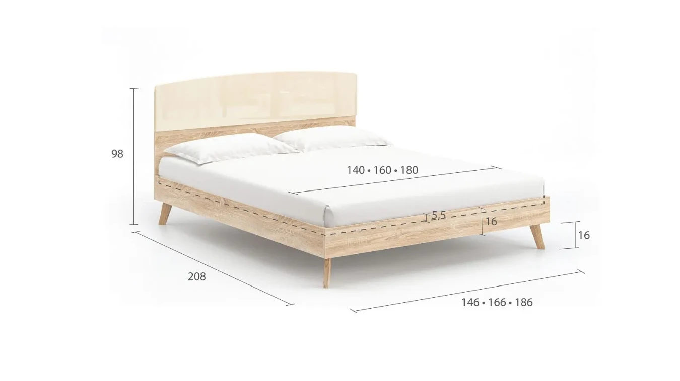 Кровать Tilda, цвет Дуб Бардолино натуральный+mBeige из лдсп в современном стиле Askona фотография товара - 5 - большое изображение