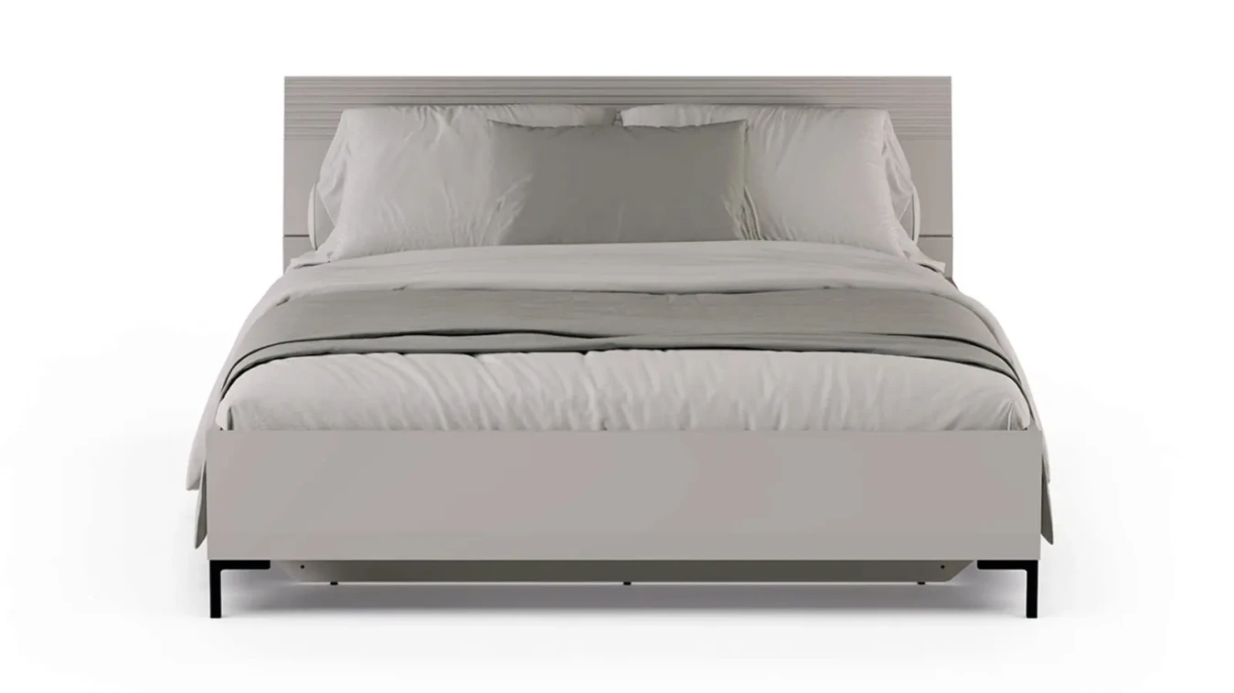 Мягкая кровать Zima, цвет Глиняный серый с полукруглым изголовьем - 8 - большое изображение