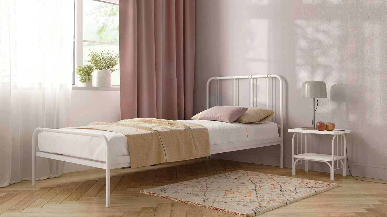 Металлическая кровать Antica, цвет белый шагрень в спальню Askona фотография товара - 7 - большое изображение