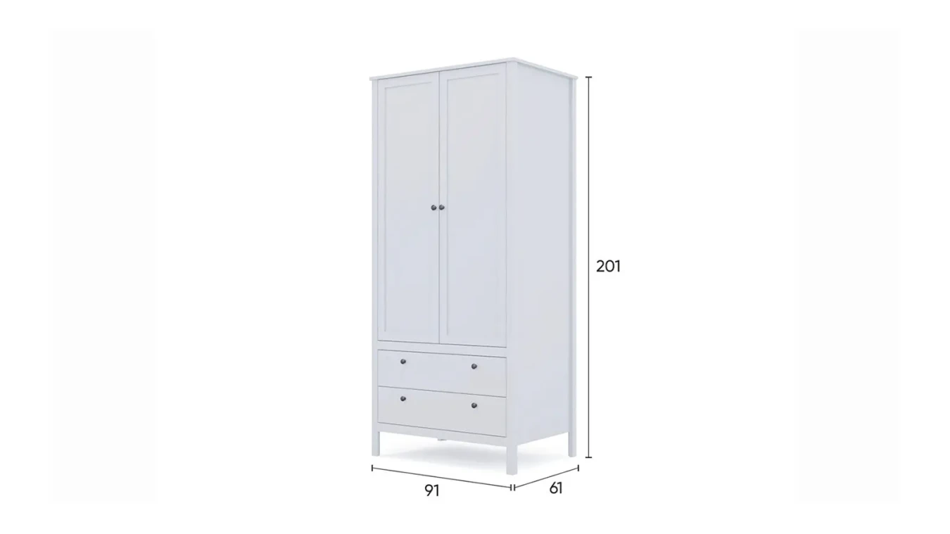 Шкаф двухдверный с ящиками Kasli, цвет Белый фото - 8 - большое изображение
