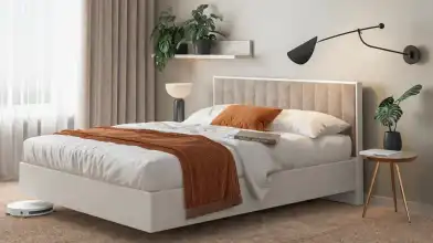 Кровать Jessica, цвет Белый текстурный с мягким изголовьем Askona фото - 1 - превью