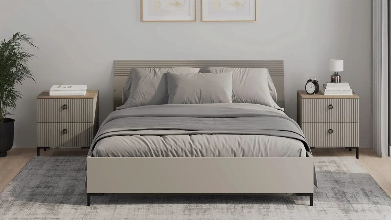 Мягкая кровать Zima, цвет Глиняный серый с полукруглым изголовьем - 3 - большое изображение