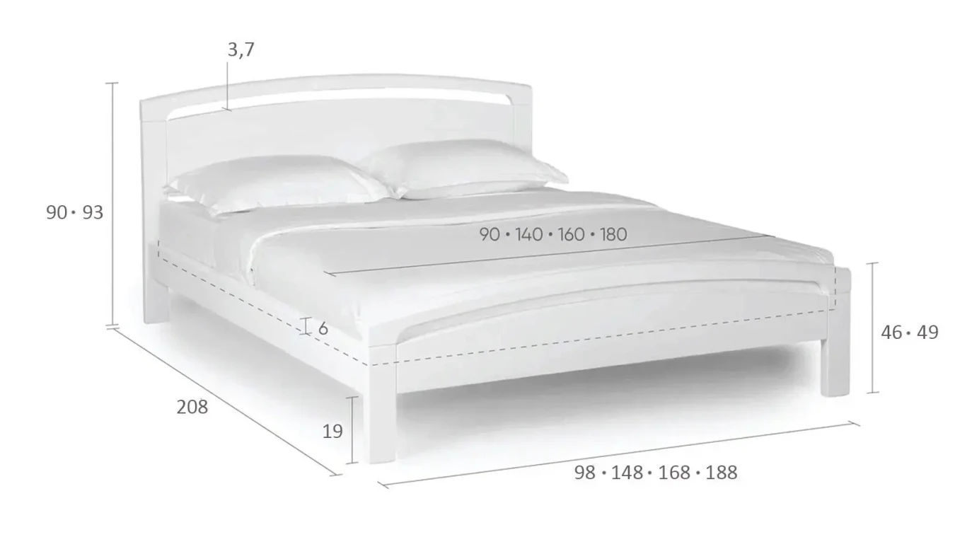 Кровать Regina Extra, цвет белый из натурального дерева - 7 - большое изображение