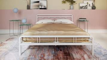 Современная металлическая кровать Avinon, цвет белый в спальню Askona фотография товара - 1
