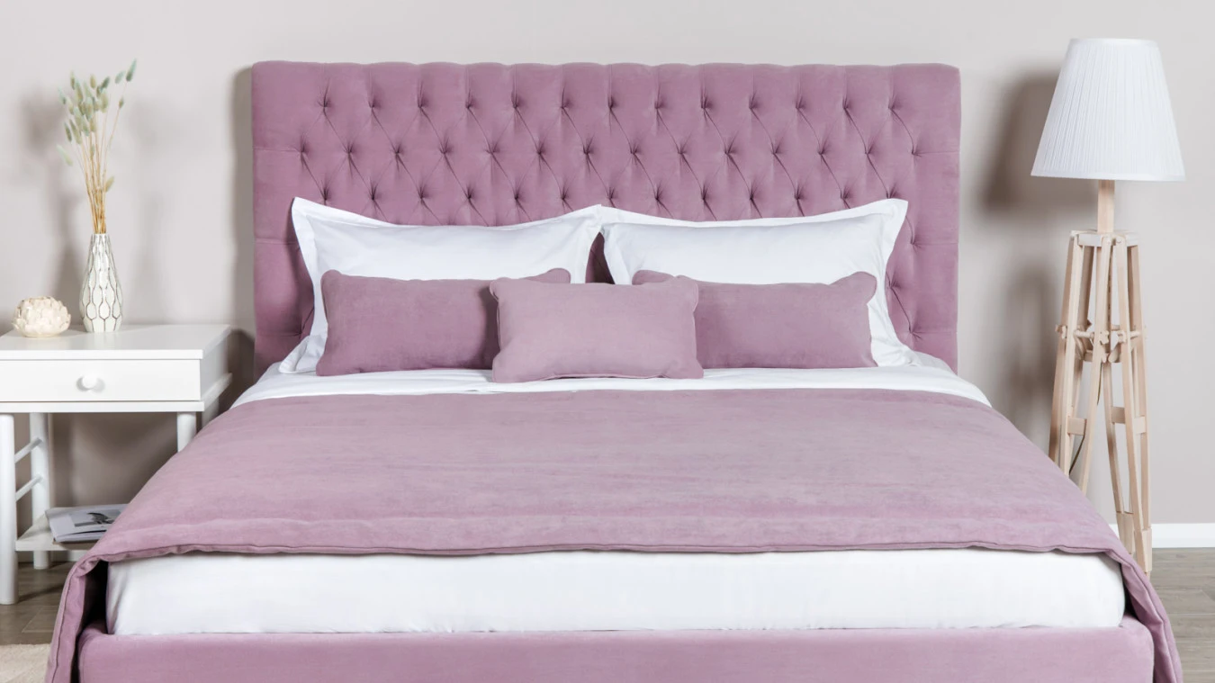 Мягкая кровать Ashley с высоким изголовьем в каретной стяжке Askona фотография товара - 7 - большое изображение