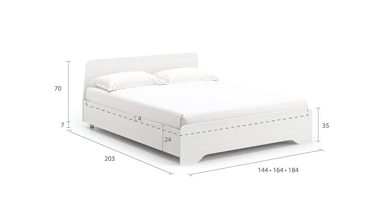 Кровать Artis, цвет Белый премиум из лдсп с изголовьем Askona фотография товара - 2 - большое изображение