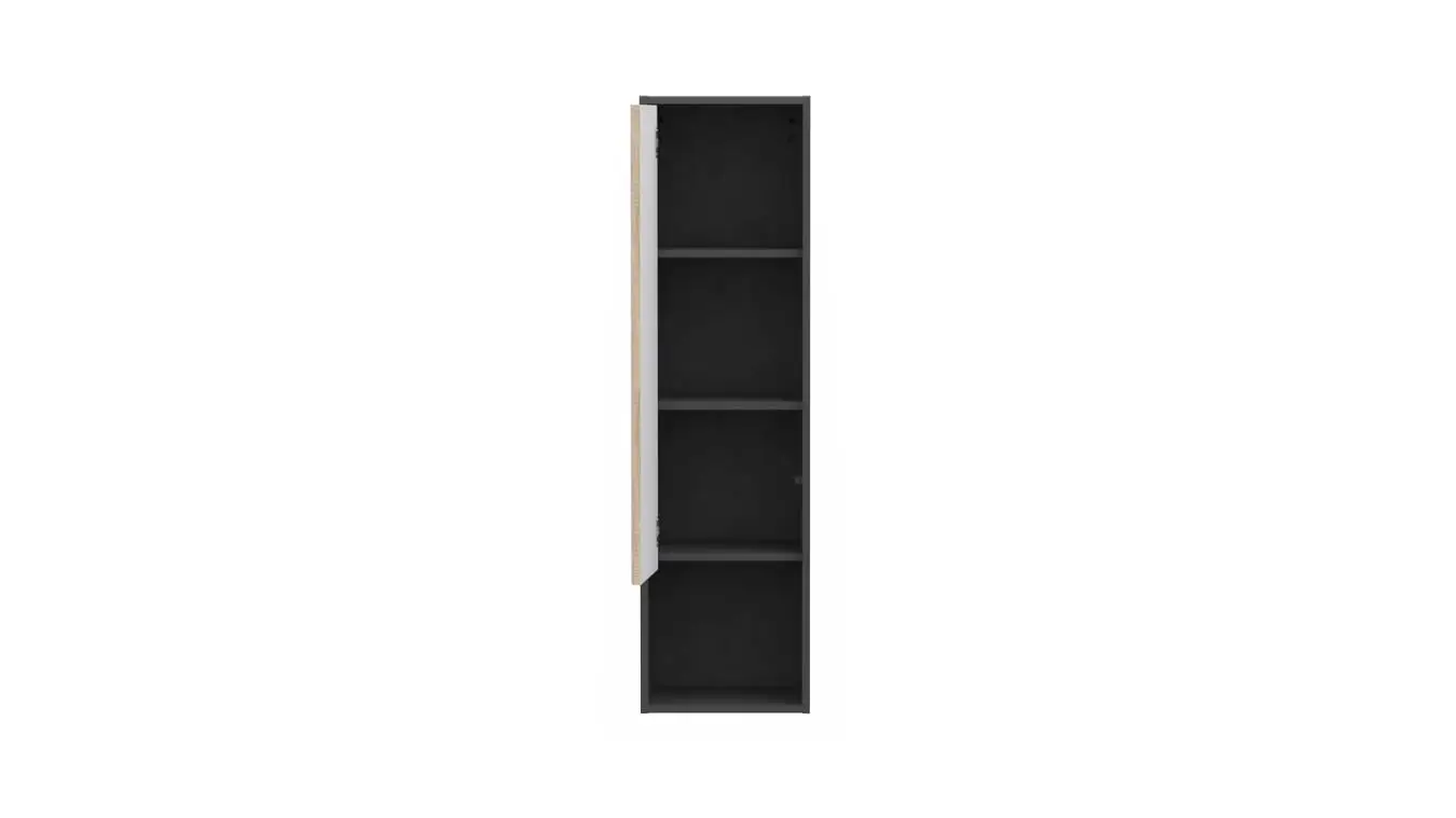 Шкаф навесной однодверный Walm, цвет: Черный Графит + Дуб Сонома фото - 4 - большое изображение