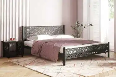 Кованая кровать Parma, цвет Черный шагрень с ажурным изголовьем Askona фото - 1 - превью