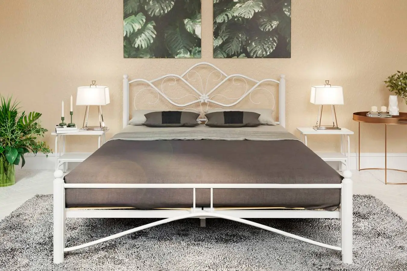 Кованая кровать LUARA, цвет белый в спальню Askona фотография товара - 4 - большое изображение