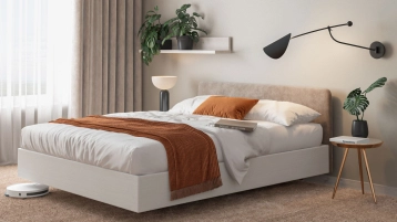 Кровать Gretta, цвет Белый текстурный из лдсп с мягким изголовьем Askona фото - 0