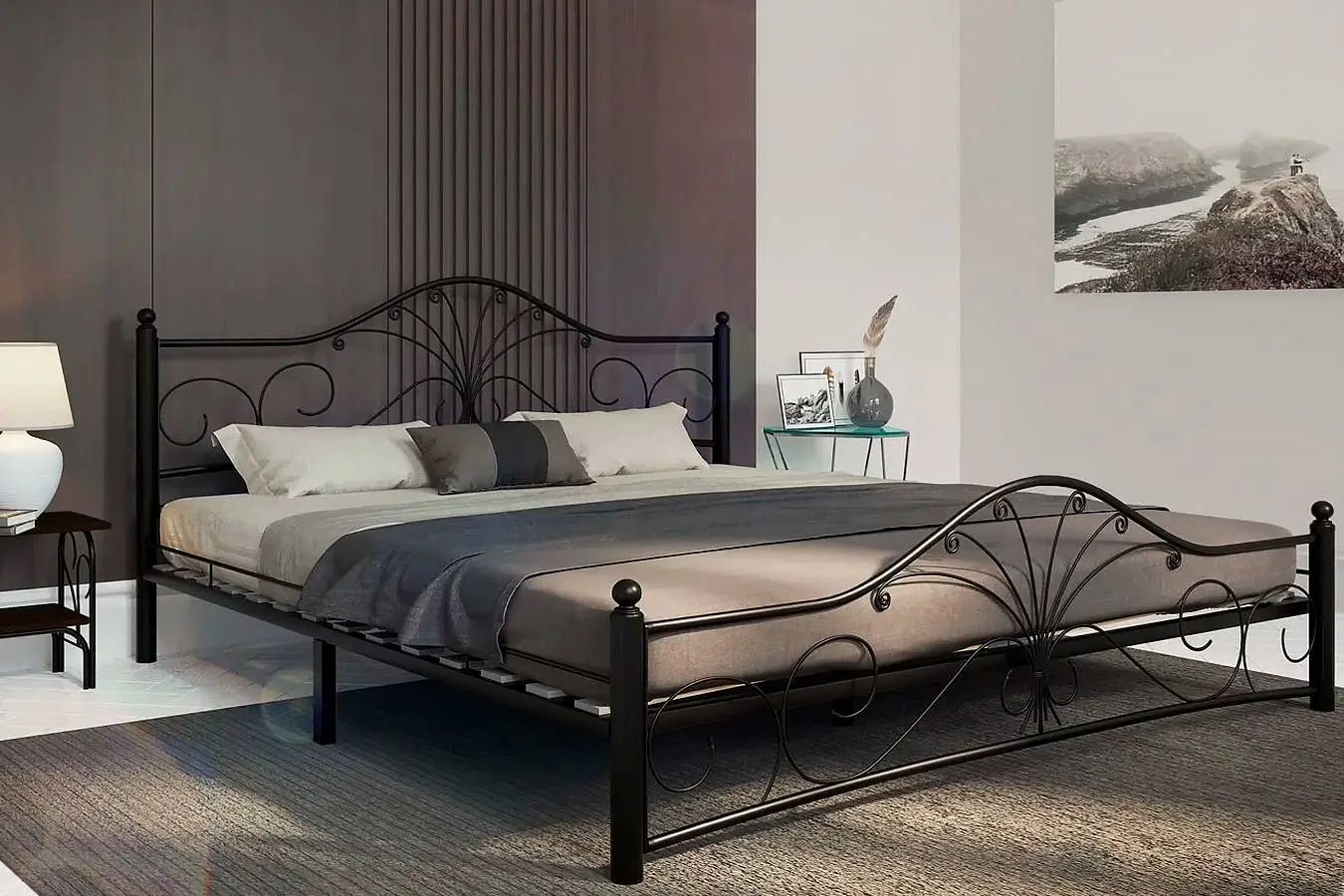 Железная кровать Provance, цвет чёрный Askona - 4 - большое изображение